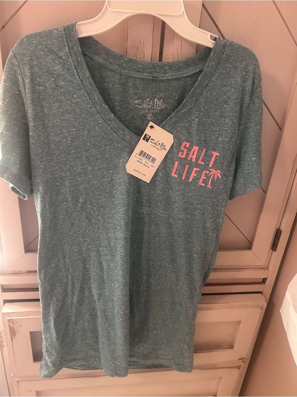 Salt Life Women's Teal V-Neck T-Shirt